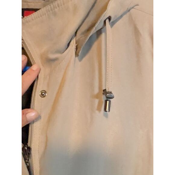 Gallery Womens PS Lined Jacket Coat Beige Hooded Zip Snap Drawstring Pockets - Picture 3 of 10